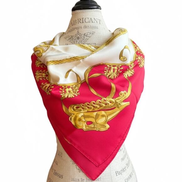 Hermes Les Cavaliers d'Or Silk Scarf Red and Gold - Picture 2 of 11